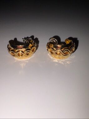 ❤️‍🔥3/10$❤️‍🔥Gold Tone Twisted Wave Huggie Hoop Earrings